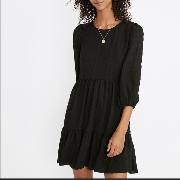 Madewell Puff-Sleeve Ruffle-Hem Mini Dress - Picture 2 of 9
